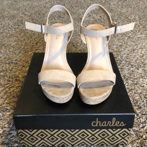 Charles by Charles Davis nude suede sandals